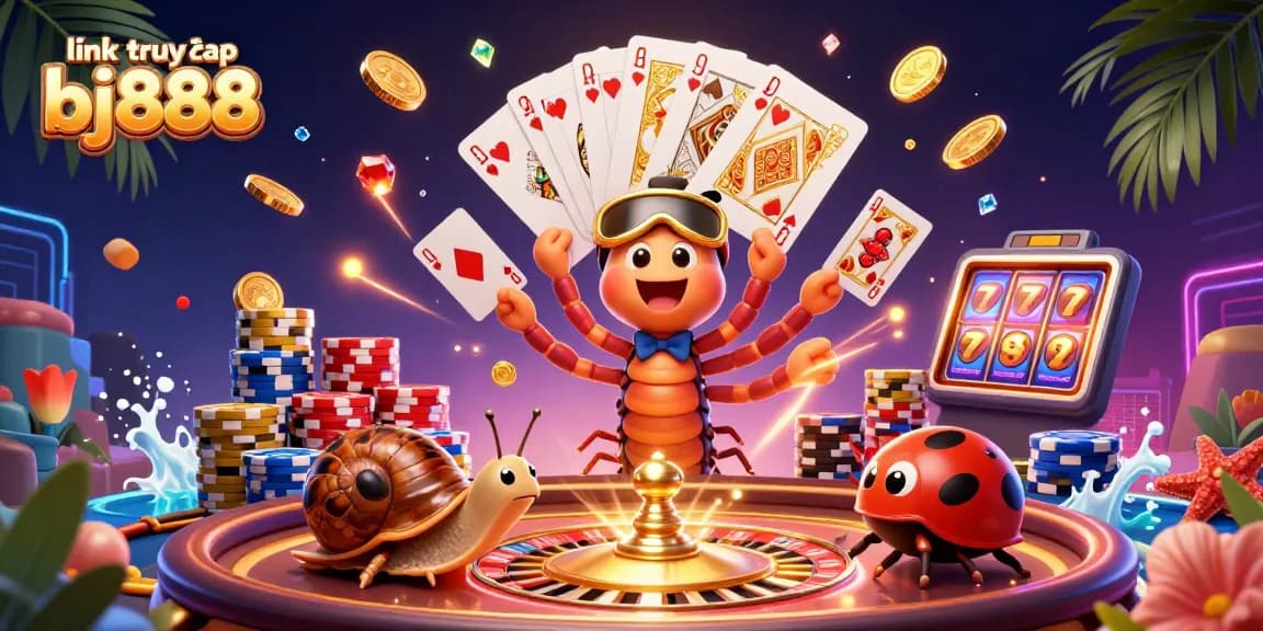 Play exciting casino games with link truy cập bj888, featuring a 3D millipede dealer and a snail high-roller.
