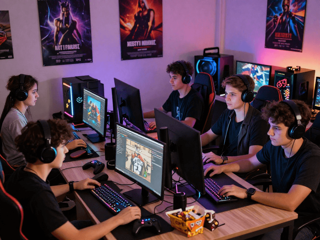 Players enjoying sex games online in a cozy gaming atmosphere