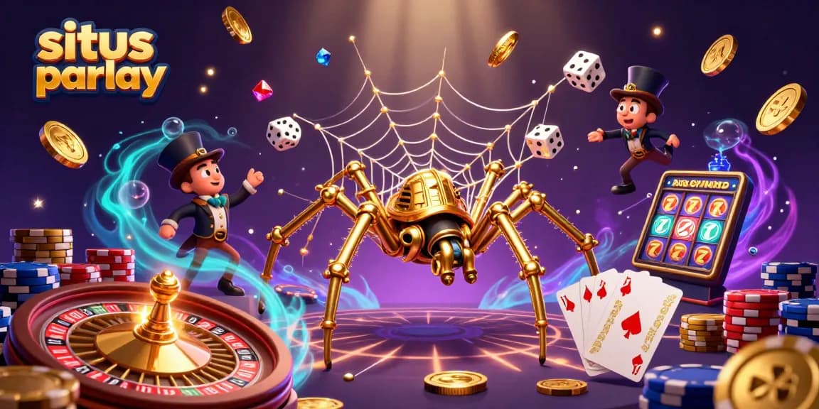 Experience situs parlay with a thrilling scene of golden stakes and vibrant gambling action.