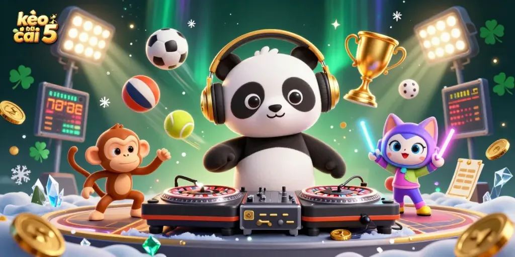 Bet on kèo nhà cái 5 with an electrifying 3D casino atmosphere featuring dynamic characters.