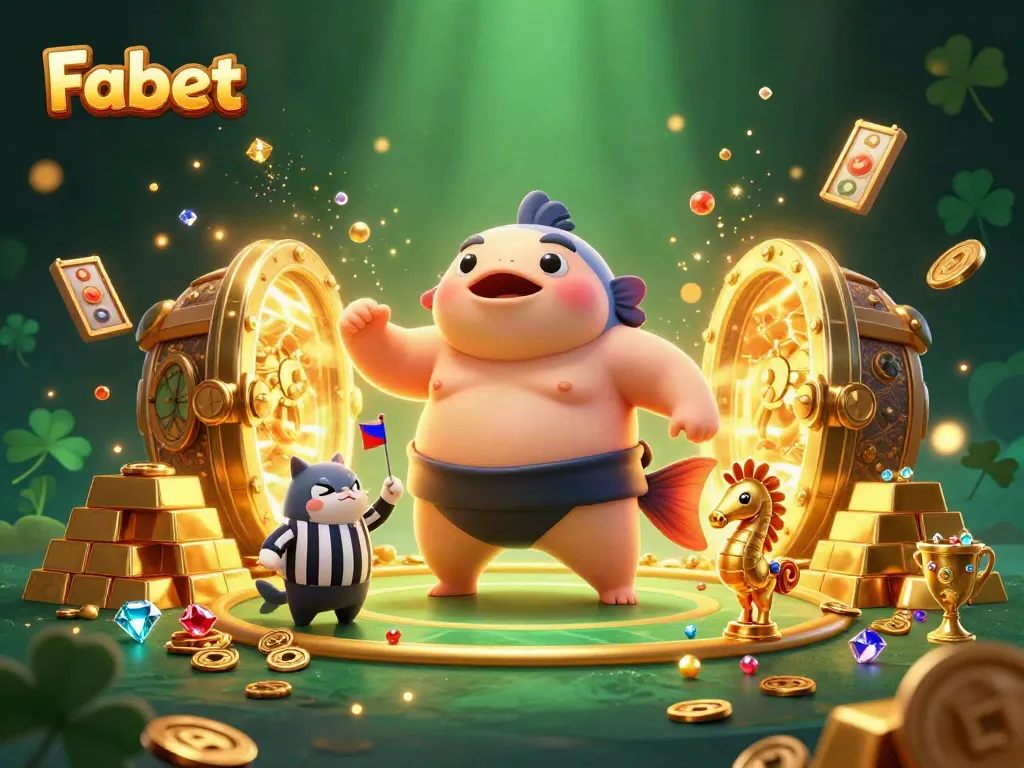 Fabet showcases exciting jackpots and treasures in a vibrant underwater casino scene.