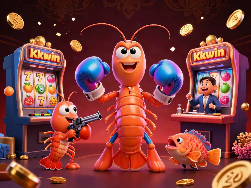 Kkwin provides exciting gambling experiences with dynamic game elements and engaging characters in a vibrant 3D casino scene.