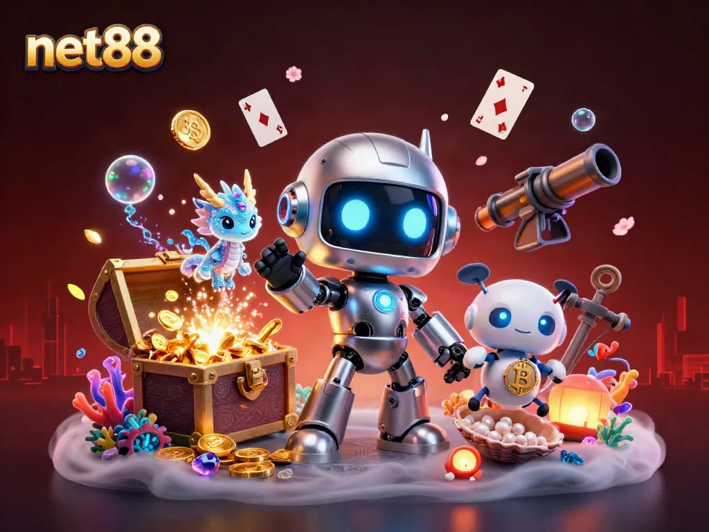 Engage in thrilling bets with net88 as the vibrant online gaming scene unfolds, filled with neon elements.