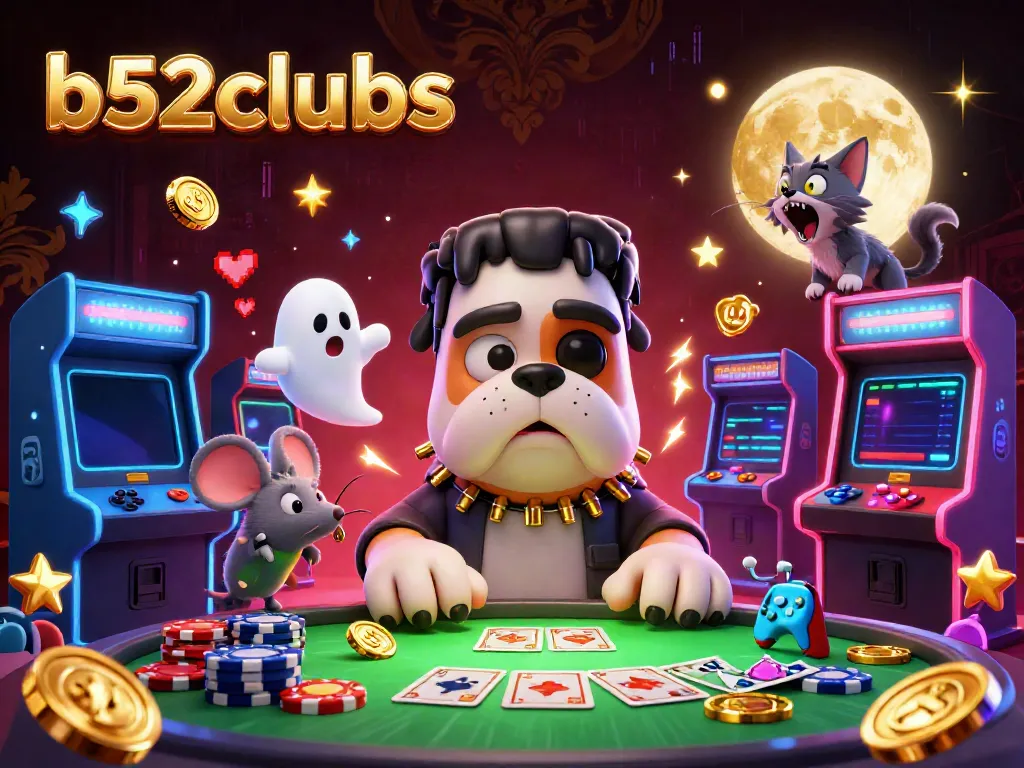 Engage with b52clubs’ thrilling 3D illustration of vibrant casino characters and gaming action.