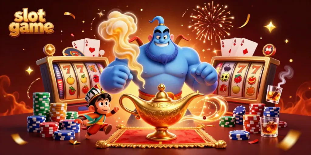 Experience the thrill of a slot game with vibrant characters and elements, showcasing fun casino atmosphere.