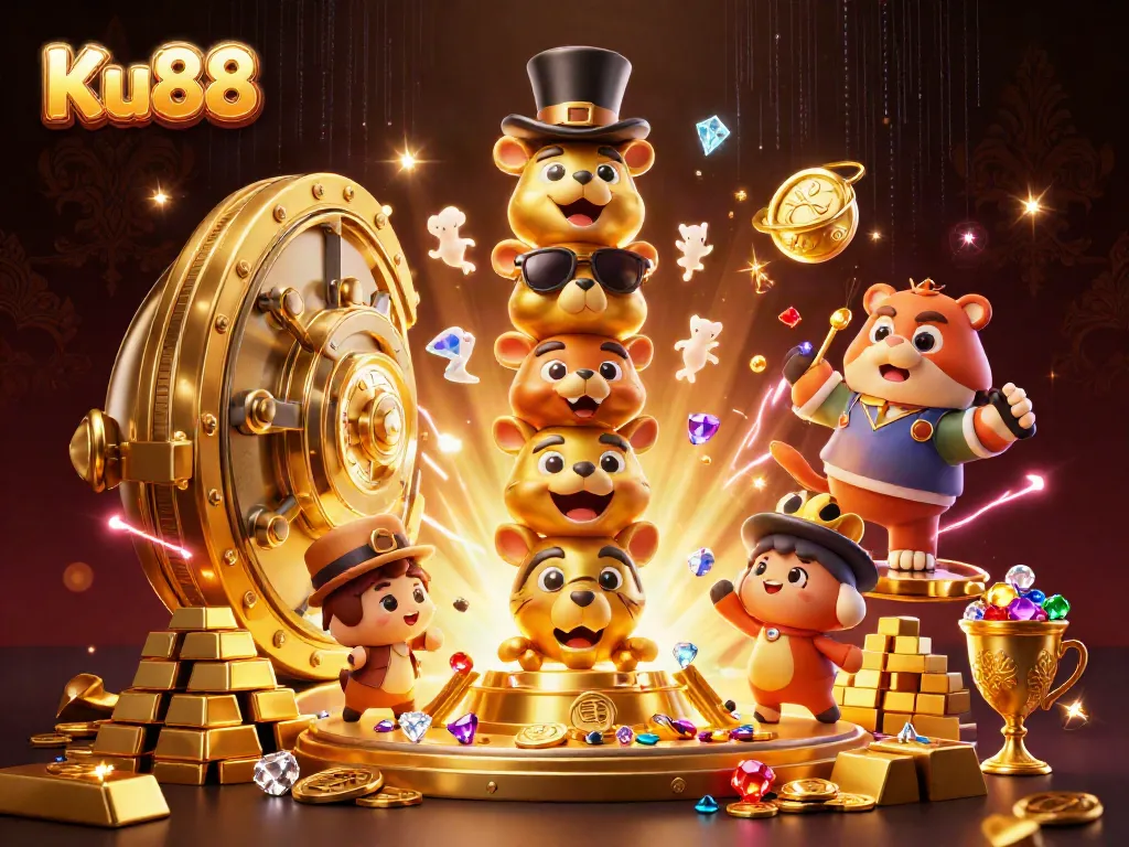 Bet with Ku88 and explore vibrant casino-themed adventures with golden treasures and engaging game elements.