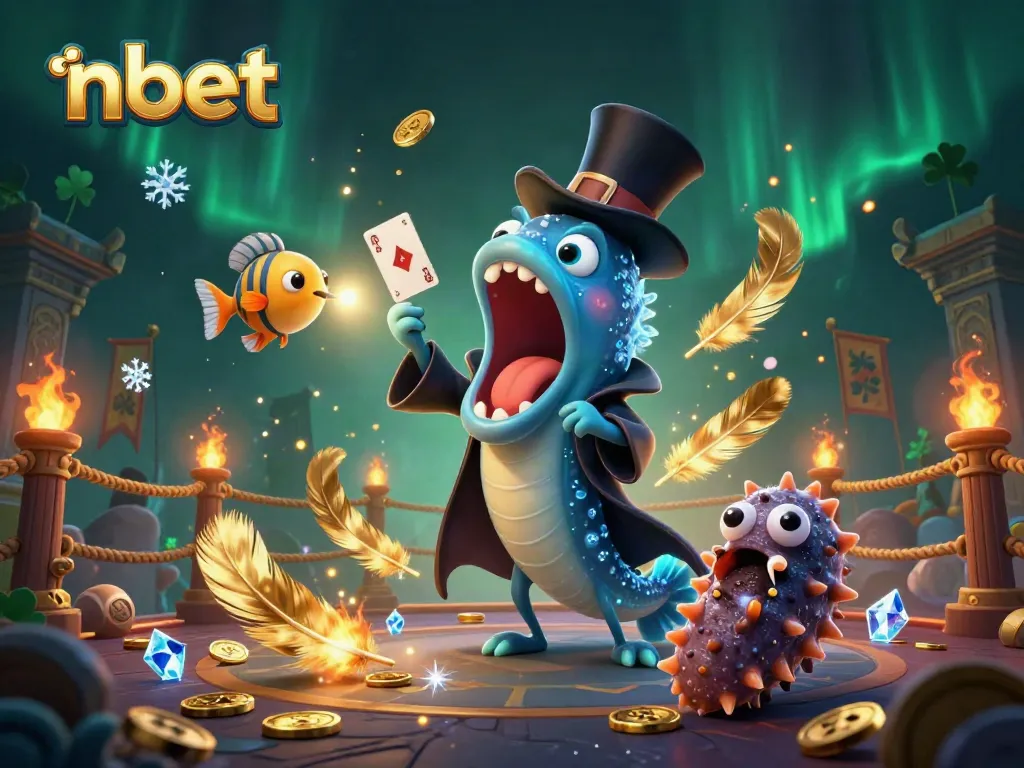Experience thrilling card tricks by nbet's magician eel in a vibrant underwater casino scene.