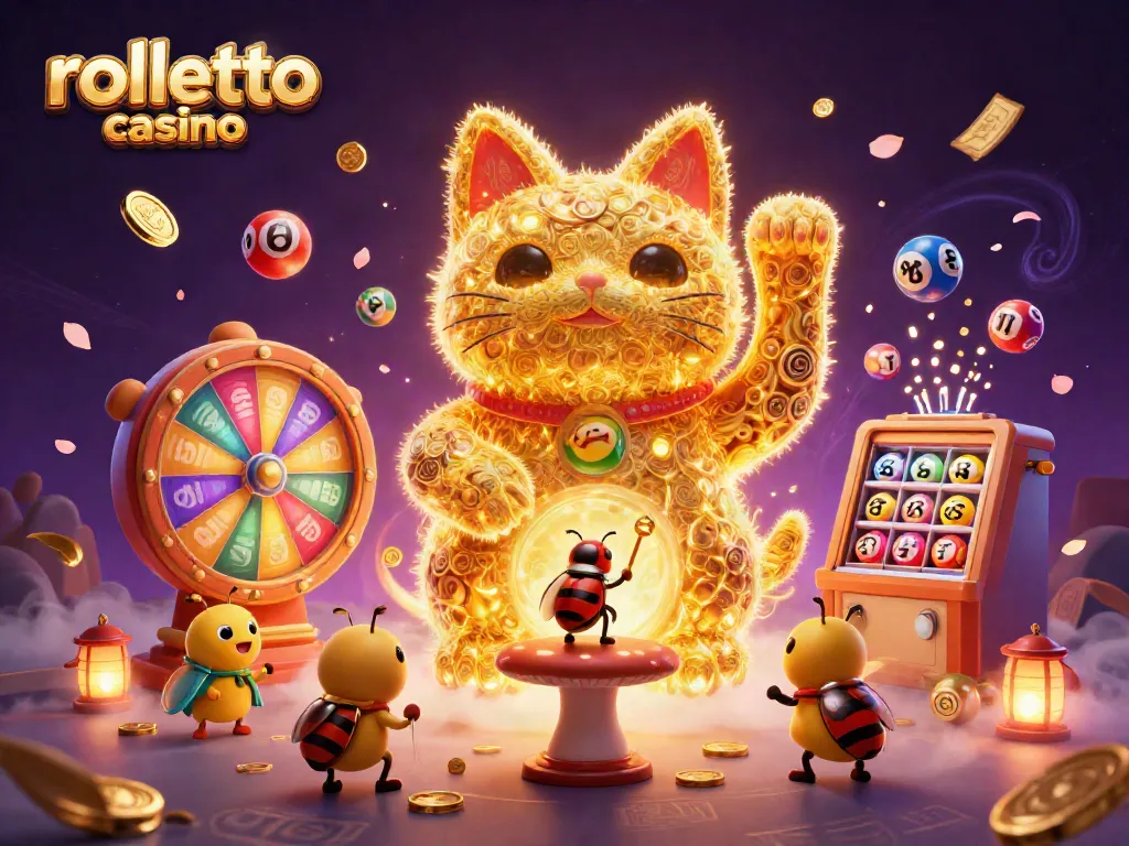 Experience the magic of rolletto casino with a vibrant lucky cat and immersive gaming elements.
