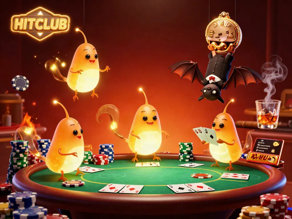 Experience excitement at HITCLUB with vibrant 3D characters illuminating a lively casino atmosphere.