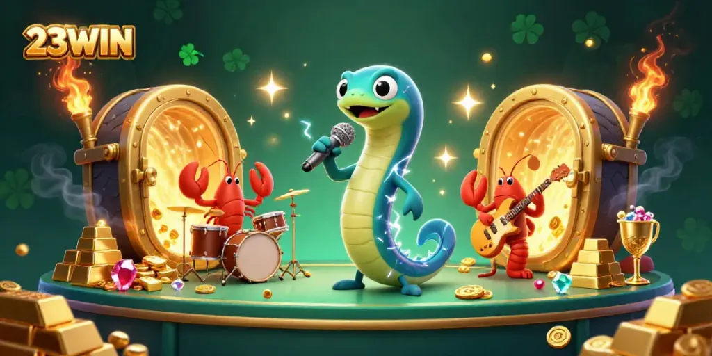 Engage in thrilling underwater casino adventures with the dynamic 23WIN DJ eel and band.
