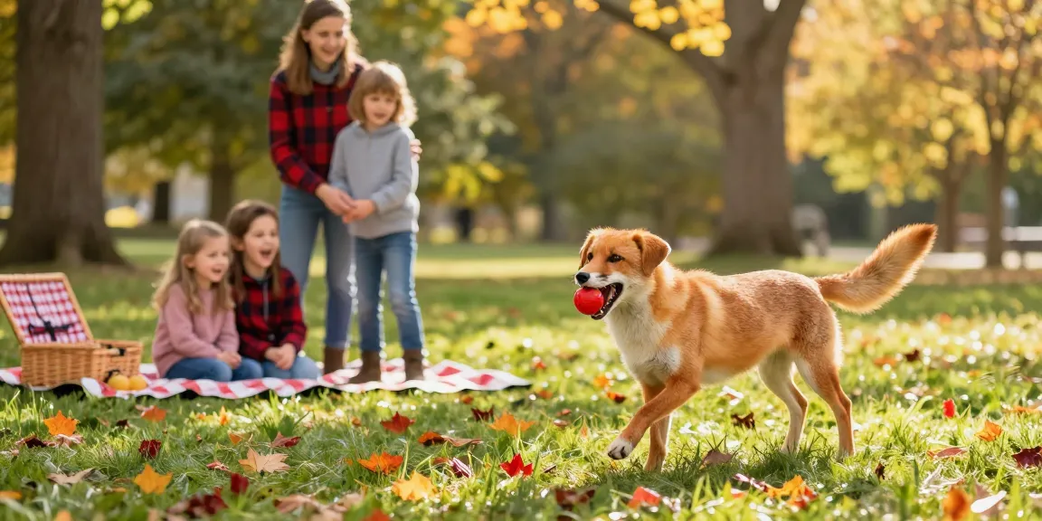 Engaging family moment with a fox red labrador breeder showcasing joyful connection in a park.