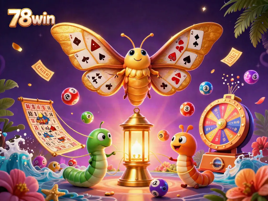 Engage with 78win through an enticing lottery-themed scene filled with vibrant elements.