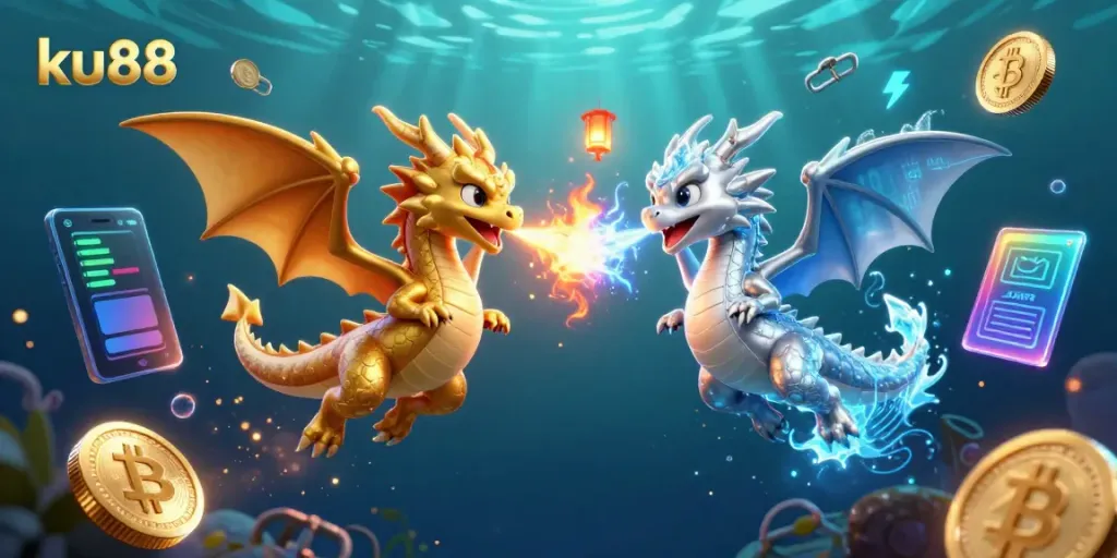 Engage in thrilling adventures with ku88, where fiery dragons and glowing coins symbolize high-stakes betting.