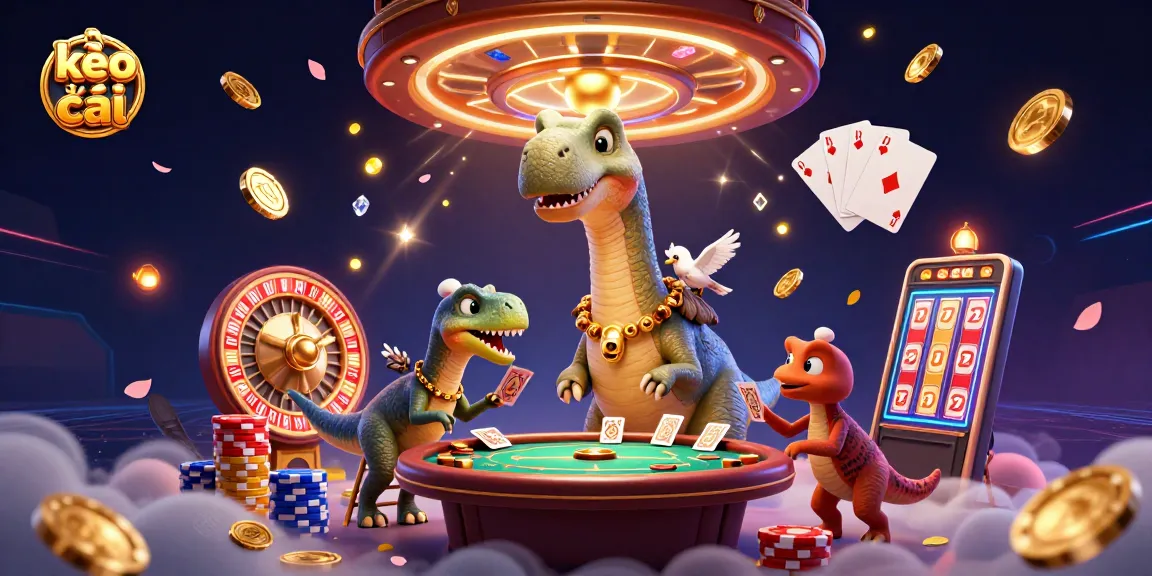 Experience kèo nhà cái in an enchanting 3D casino scene with vibrant characters, coins, and game elements.