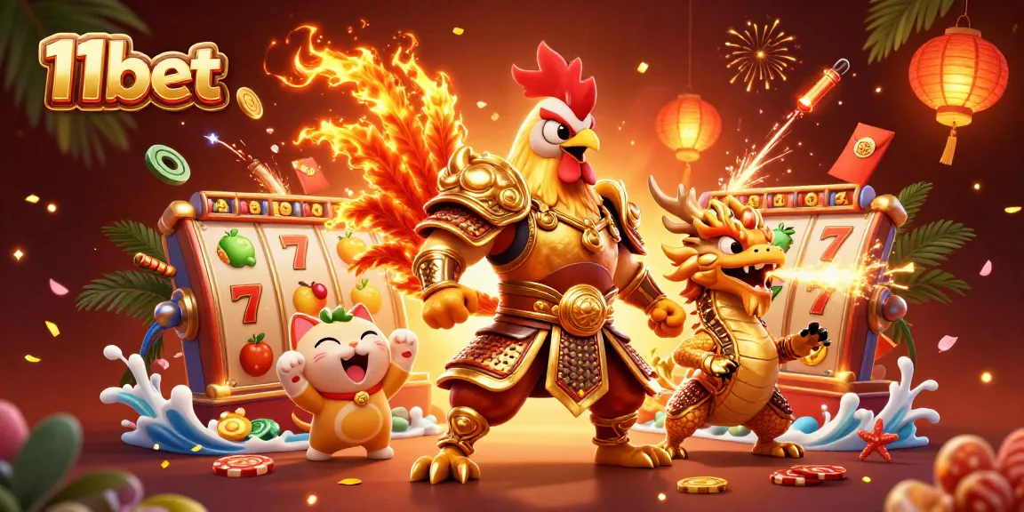Win big with 11bet in an exciting casino atmosphere featuring dynamic characters and game elements.