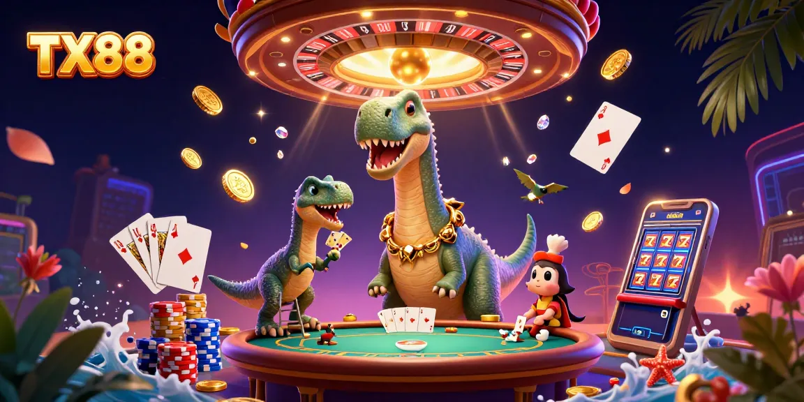 Experience thrilling gameplay with TX88 casino adventure featuring animated characters and vibrant game elements.