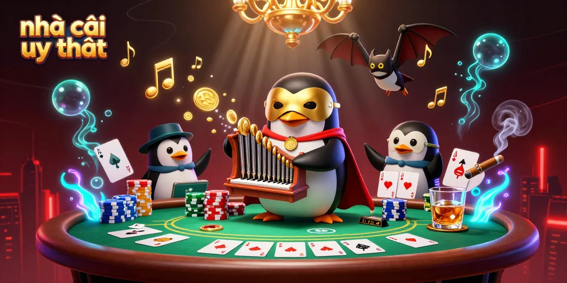 Engage with the vibrant world of nhà cái uy tín, where a phantom opera penguin plays, coins fly, and poker games await!