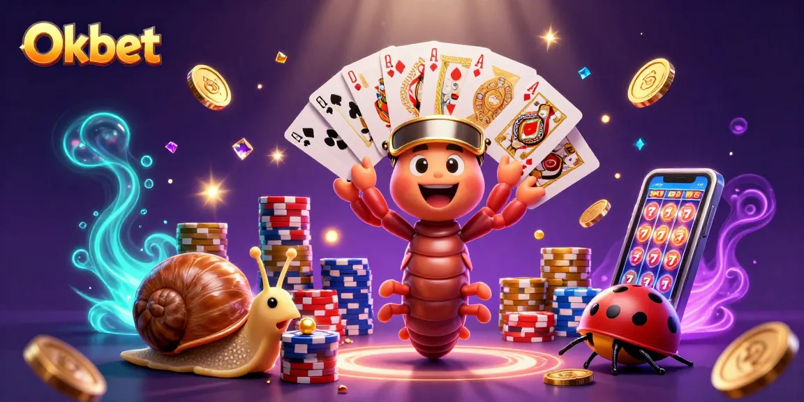 Oxbet casino scene featuring a lively millipede dealer, high-roller snail, and chip excitement.