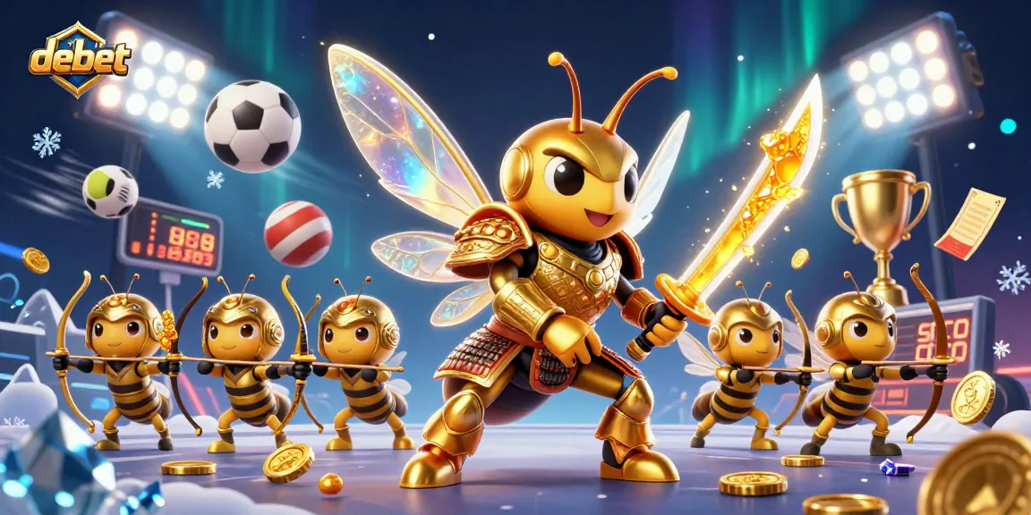 Engage with debet's winning strategies in this vibrant casino visual showcasing dynamic sports betting elements.
