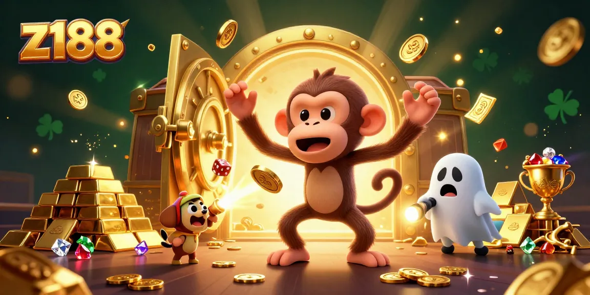 Experience z188's thrilling casino atmosphere with magical monkey antics and vibrant treasures!
