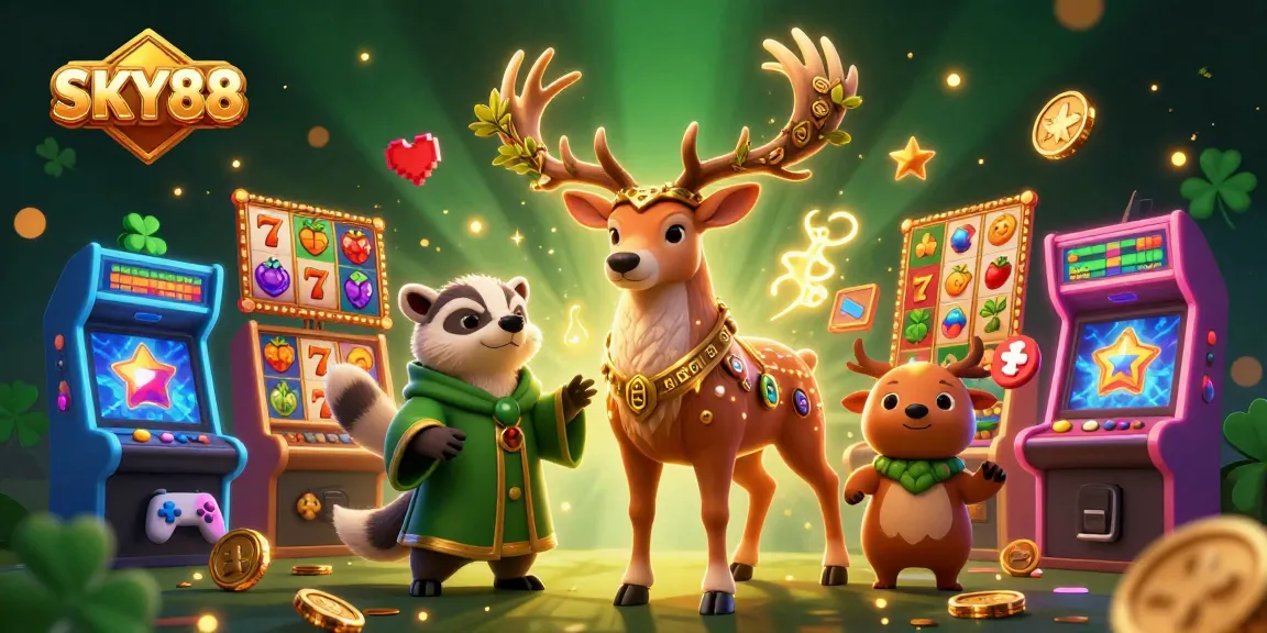 Engage with the thrilling world of SKY88 as the Celtic druid stag and wise badger illuminate the casino scene.
