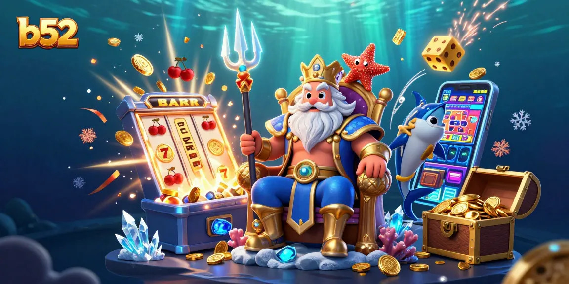 Experience vibrant b52 gameplay with Neptune and casino elements in this dynamic 3D scene.
