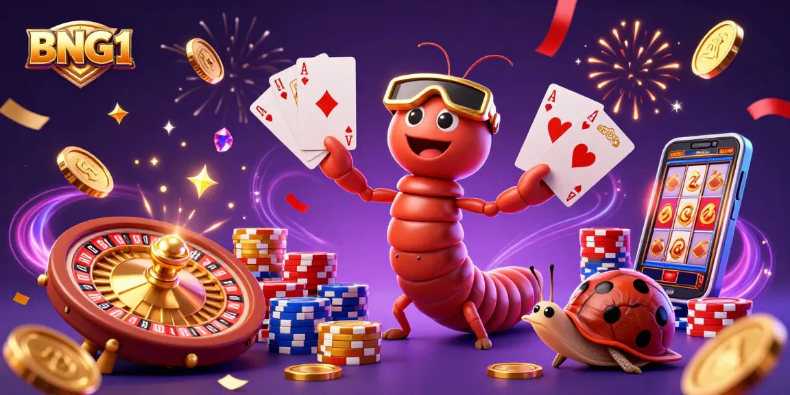 Engage with BNG1's thrilling gaming scene, featuring cartoon dealer and high roller excitement.