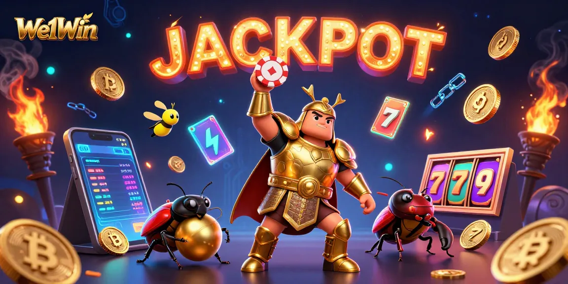 We1Win enhances your gaming experience with a victorious beetle and dynamic casino elements.
