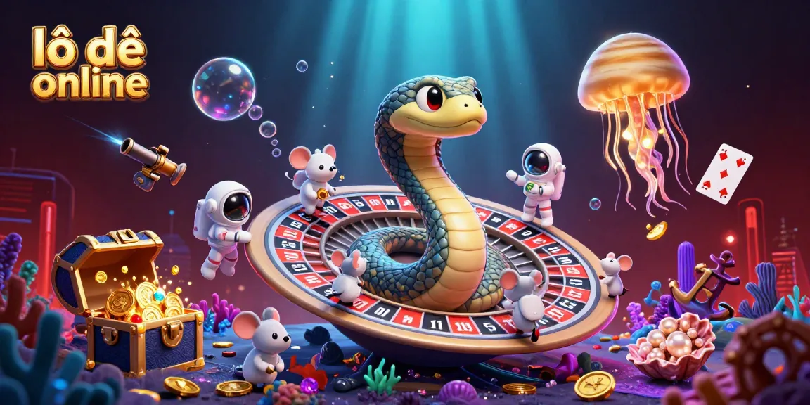 Experience exhilarating lô đề online action with engaging characters in 3D casino-themed illustration.