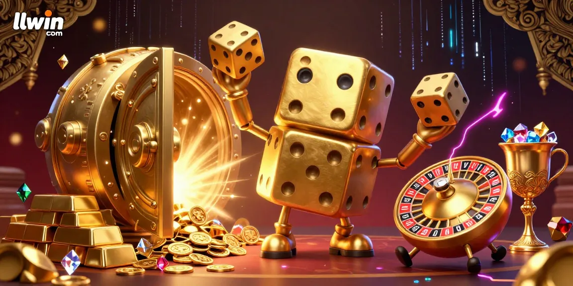 Experience thrilling wins at llwin com with an alluring 3D golden dice scene capturing the essence of casino excitement.
